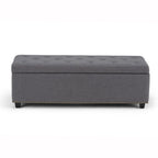 48" Slate Gray And Dark Brown Tufted Ottoman With Storage