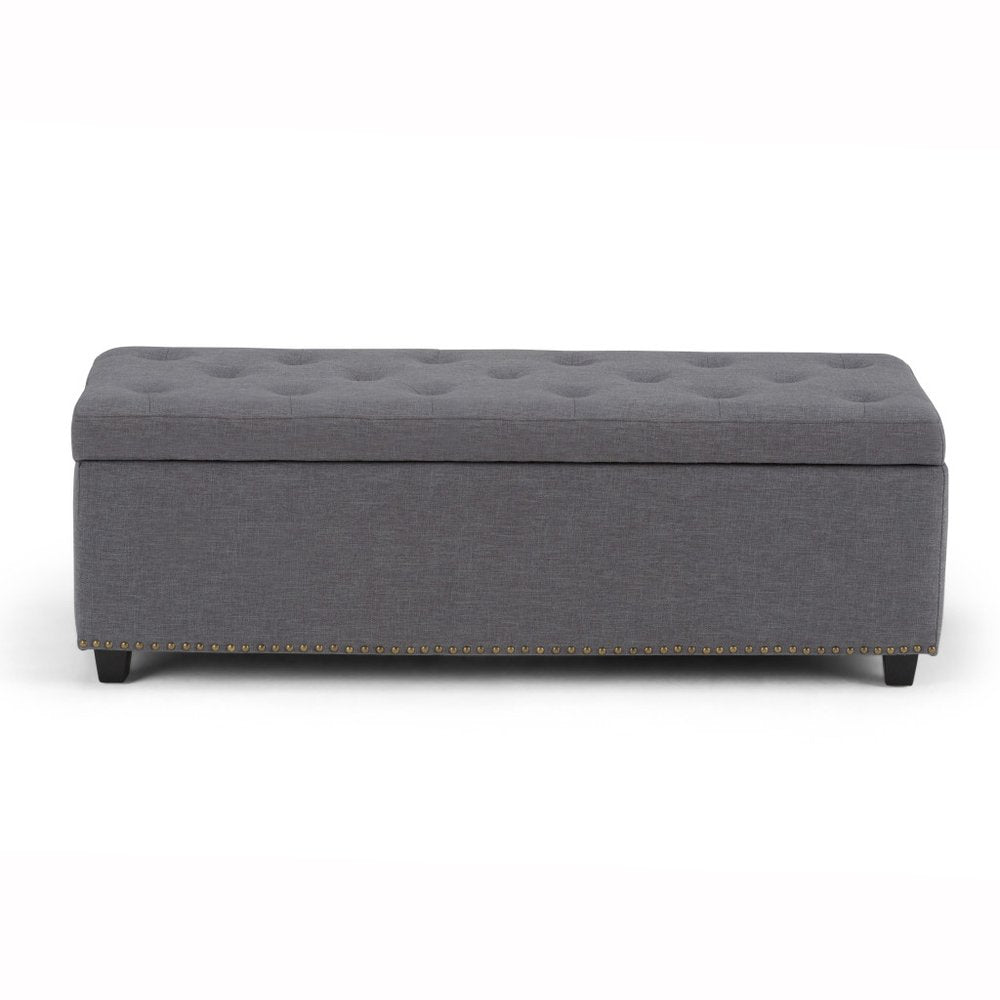 48" Slate Gray And Dark Brown Tufted Ottoman With Storage