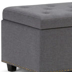 48" Slate Gray And Dark Brown Tufted Ottoman With Storage