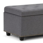 48" Slate Gray And Dark Brown Tufted Ottoman With Storage