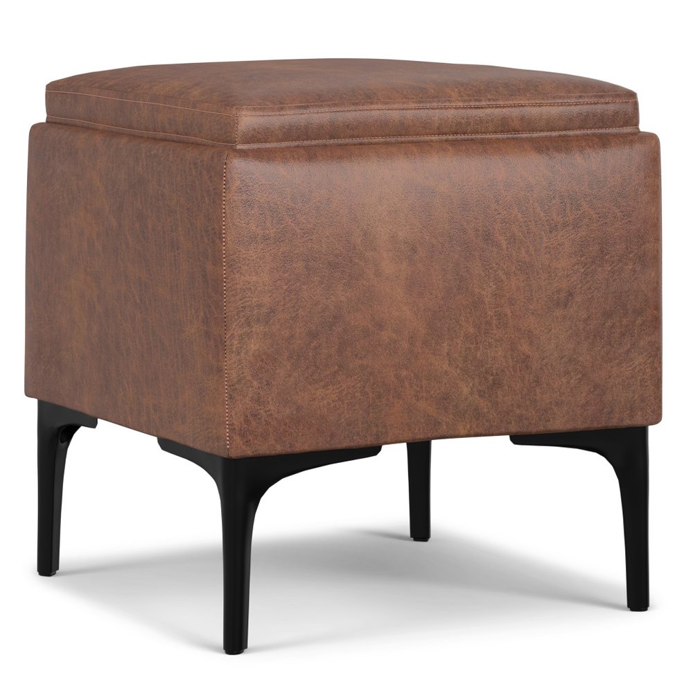 18" Cloud And Black Ottoman With Storage