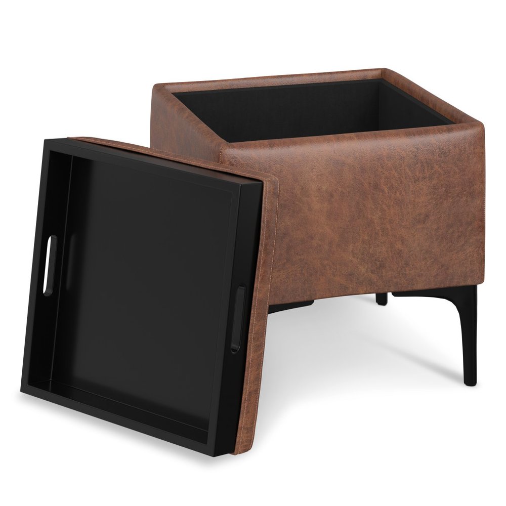 18" Cloud And Black Ottoman With Storage