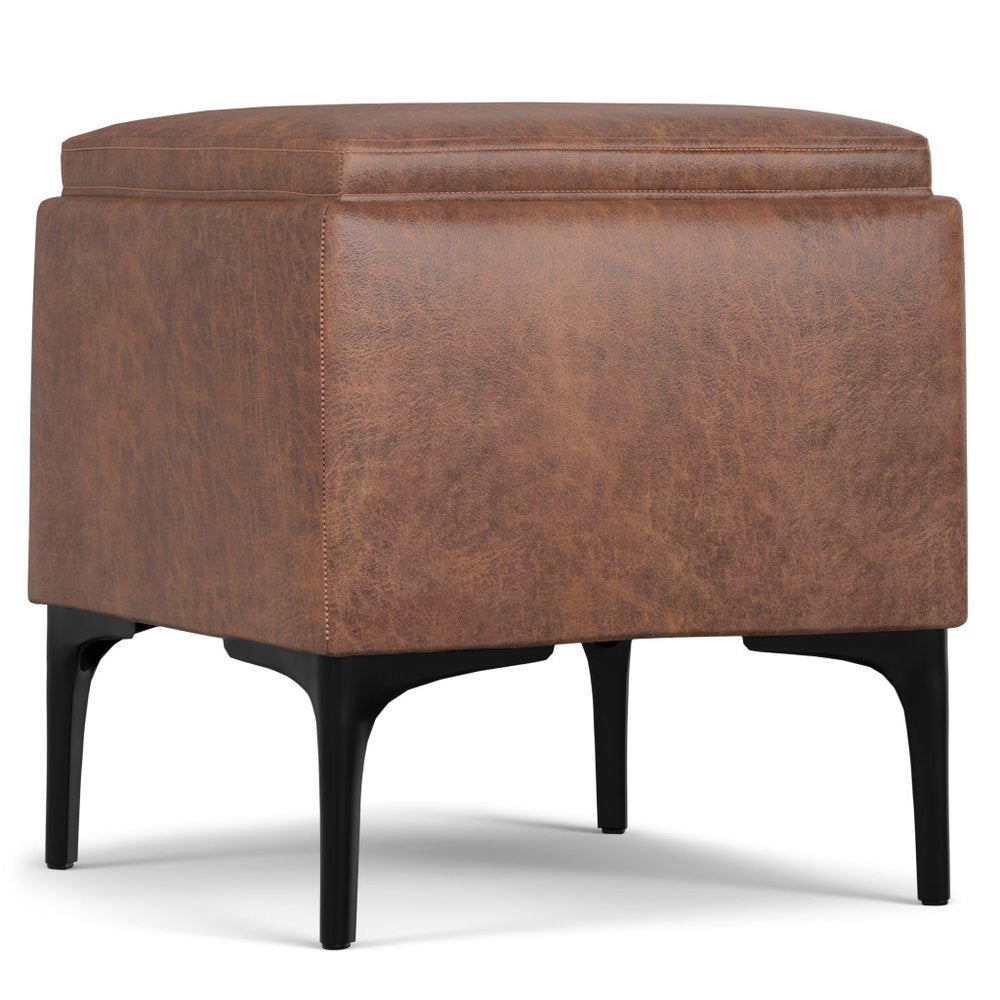18" Cloud And Black Ottoman With Storage