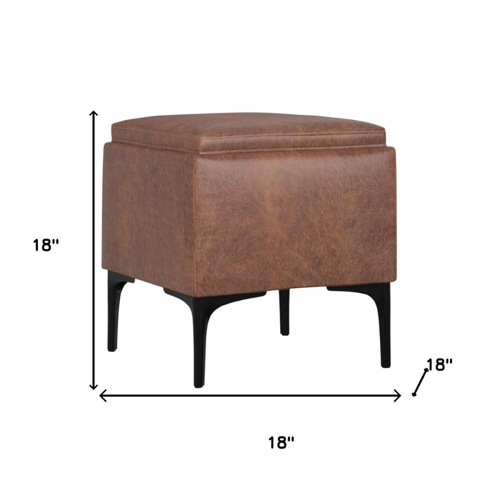 18" Cloud And Black Ottoman With Storage