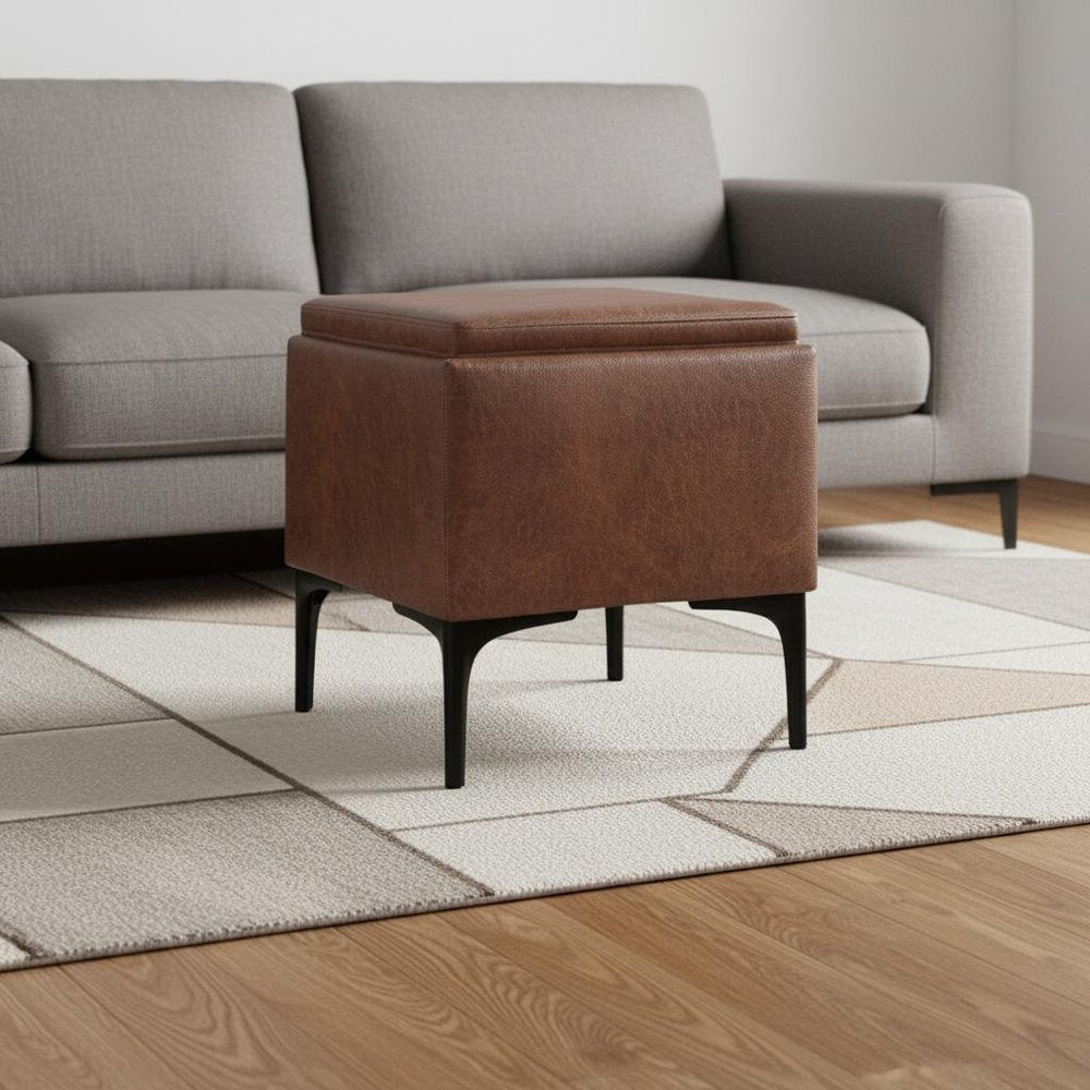 18" Cloud And Black Ottoman With Storage