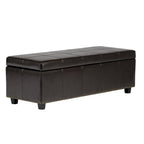 48" Beige And Dark Brown Linen Ottoman With Storage