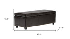 48" Beige And Dark Brown Linen Ottoman With Storage