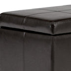 48" Beige And Dark Brown Linen Ottoman With Storage