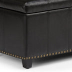 33" Brown and Espresso Faux Leather and Solid Wood Upholstered Storage Bench With Flip Top