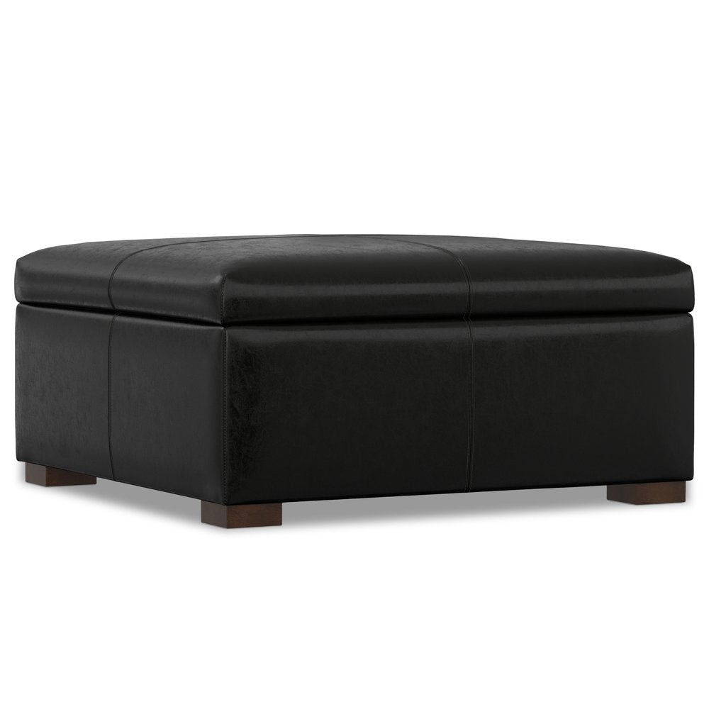36" Black And Walnut Ottoman With Storage