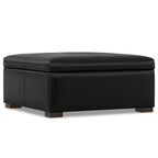 36" Black And Walnut Ottoman With Storage