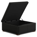 36" Black And Walnut Ottoman With Storage