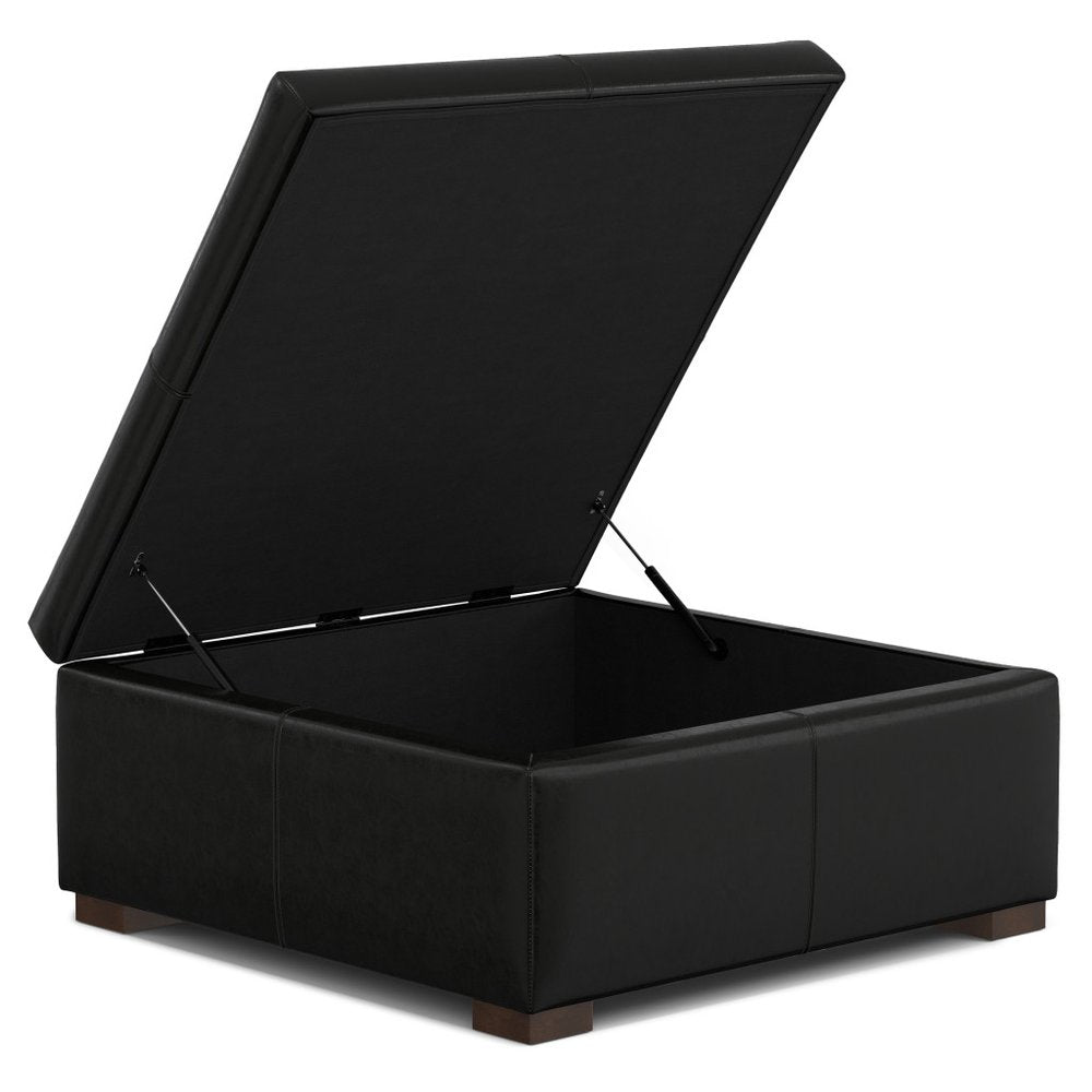 36" Black And Walnut Ottoman With Storage