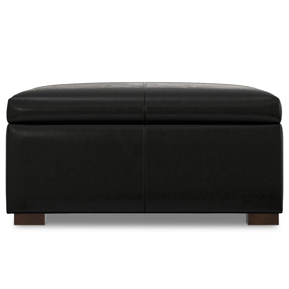 36" Black And Walnut Ottoman With Storage