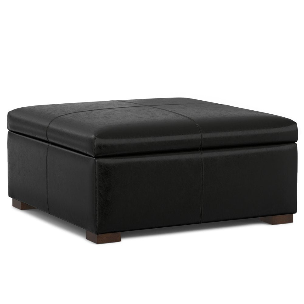 36" Black And Walnut Ottoman With Storage