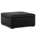 36" Black And Walnut Ottoman With Storage
