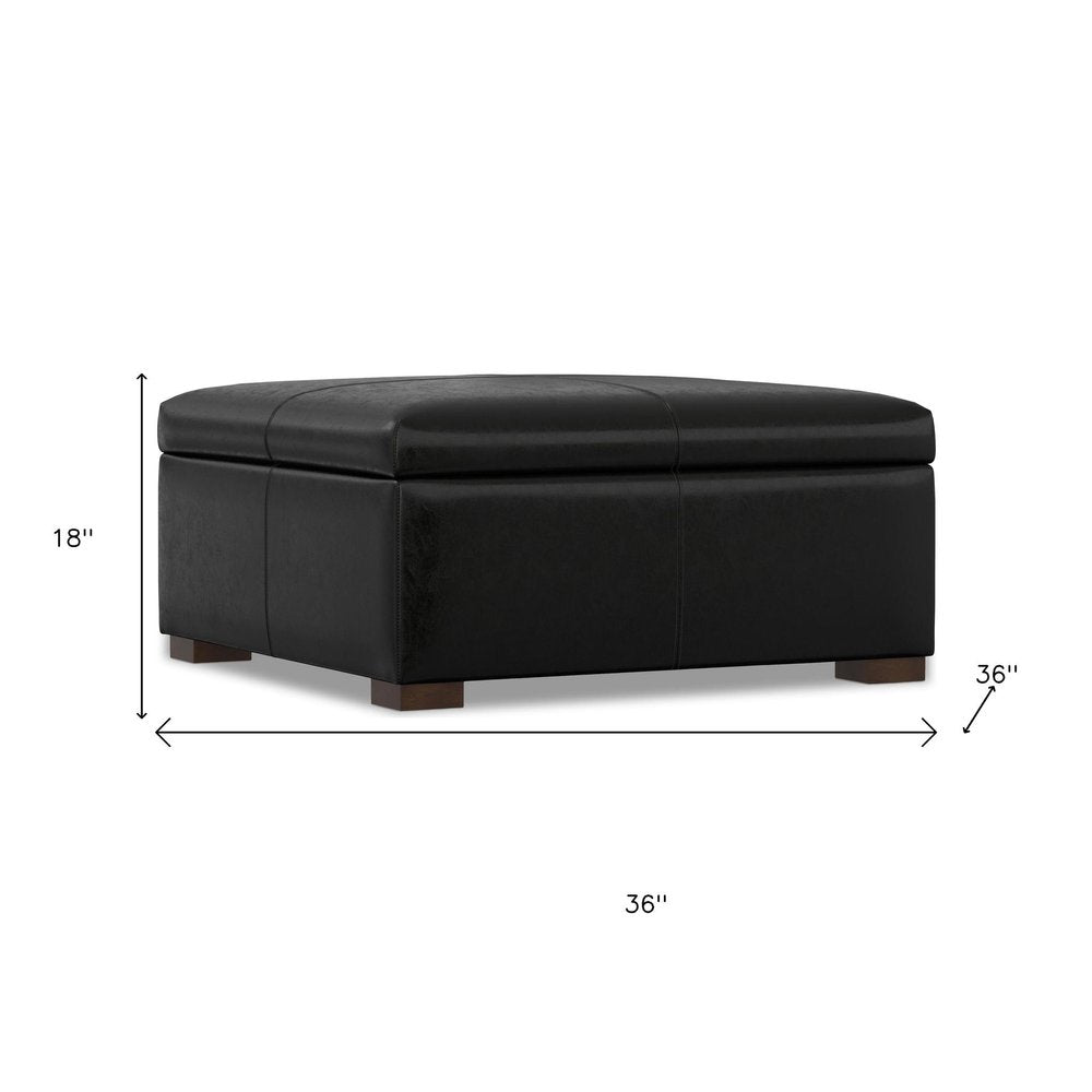 36" Black And Walnut Ottoman With Storage