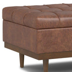 34" Slate Gray And Walnut Tufted Ottoman With Storage