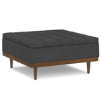 36" Black And Walnut Tufted Ottoman With Storage