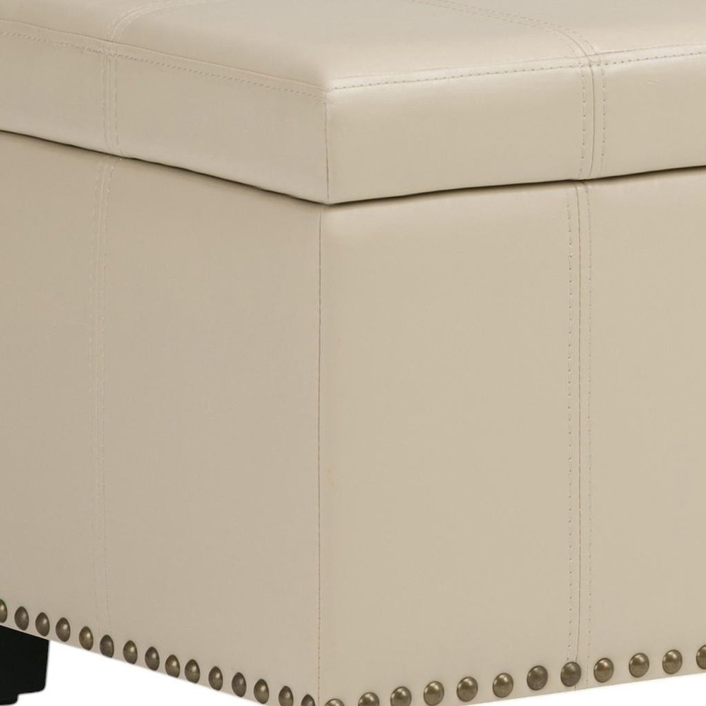 33" Brown and Espresso Faux Leather and Solid Wood Upholstered Storage Bench With Flip Top