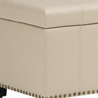 33" Brown and Espresso Faux Leather and Solid Wood Upholstered Storage Bench With Flip Top