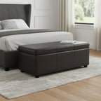 44" Brown And Dark Brown Ottoman With Storage