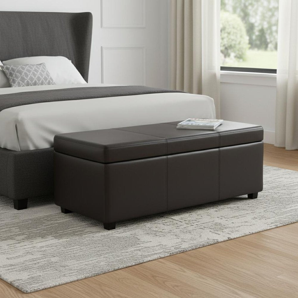 44" Brown And Dark Brown Ottoman With Storage