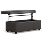 44" Brown And Dark Brown Ottoman With Storage