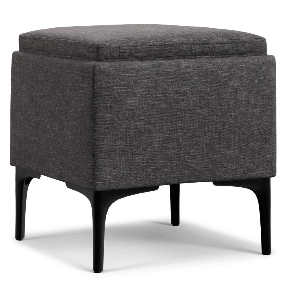 18" Cloud And Black Ottoman With Storage