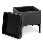 18" Cloud And Black Ottoman With Storage