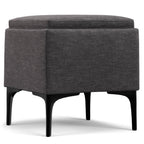 18" Cloud And Black Ottoman With Storage