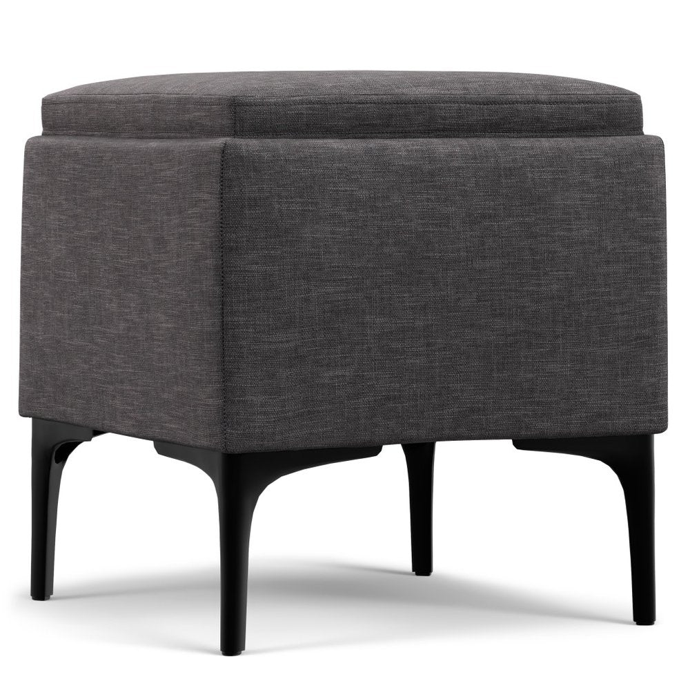 18" Cloud And Black Ottoman With Storage