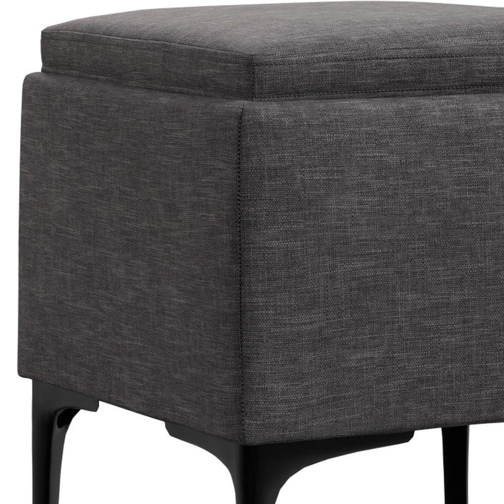 18" Cloud And Black Ottoman With Storage
