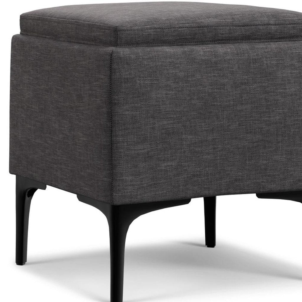 18" Cloud And Black Ottoman With Storage