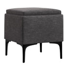 18" Cloud And Black Ottoman With Storage