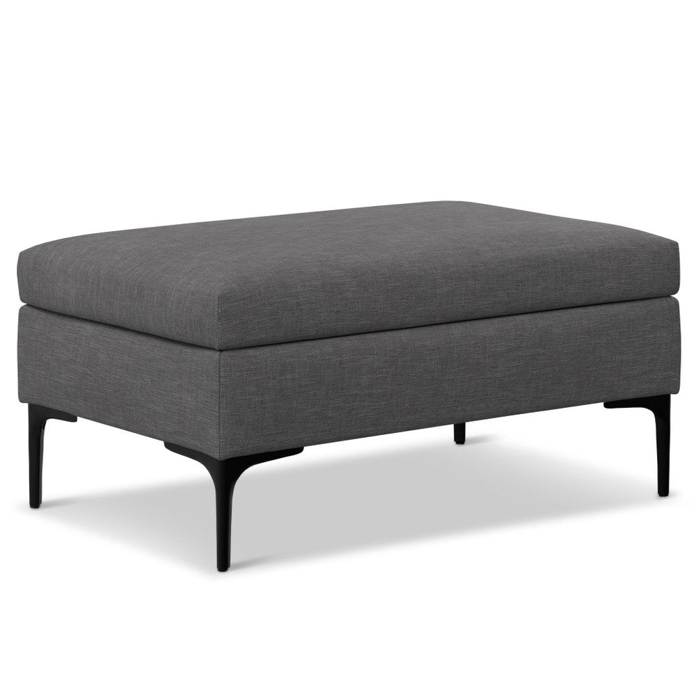 36" Slate Gray And Black Ottoman With Storage