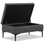 36" Slate Gray And Black Ottoman With Storage