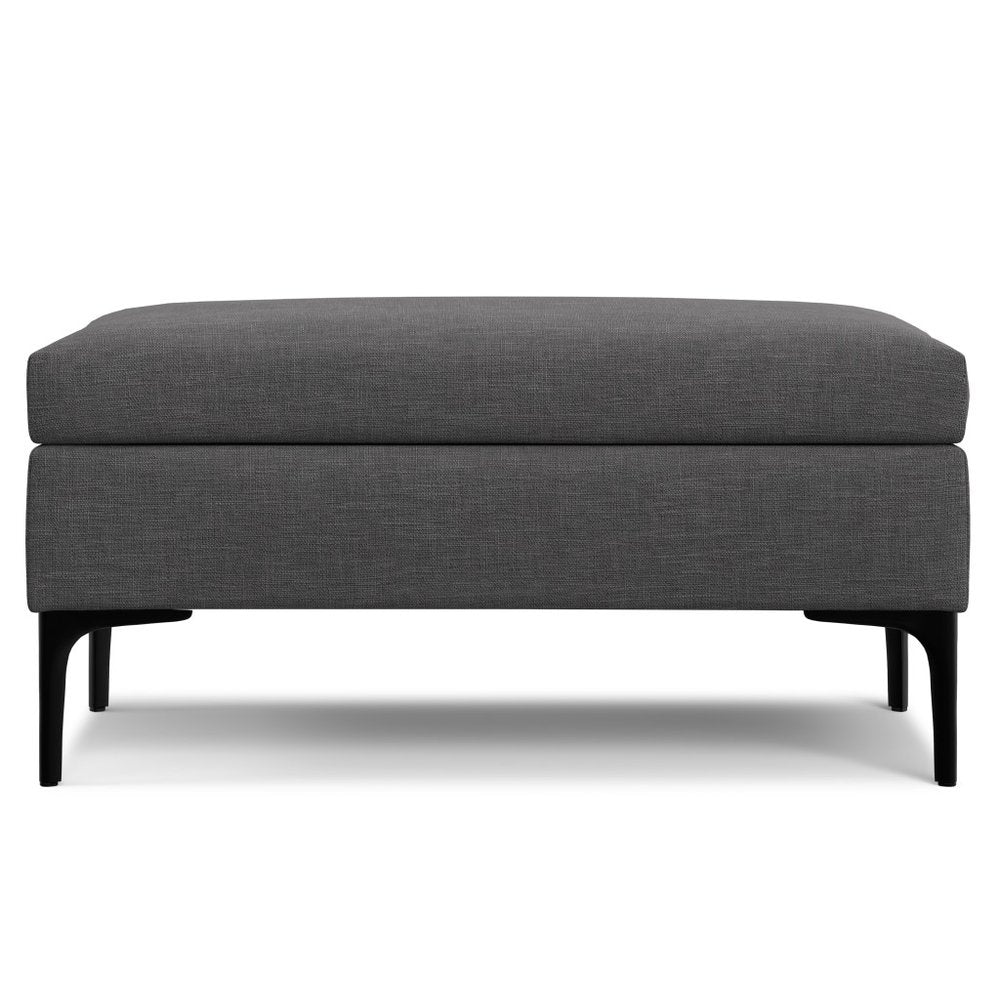 36" Slate Gray And Black Ottoman With Storage