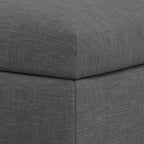 36" Slate Gray And Black Ottoman With Storage