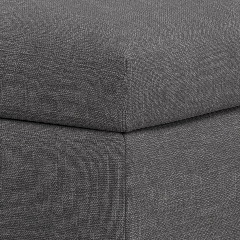 36" Slate Gray And Black Ottoman With Storage
