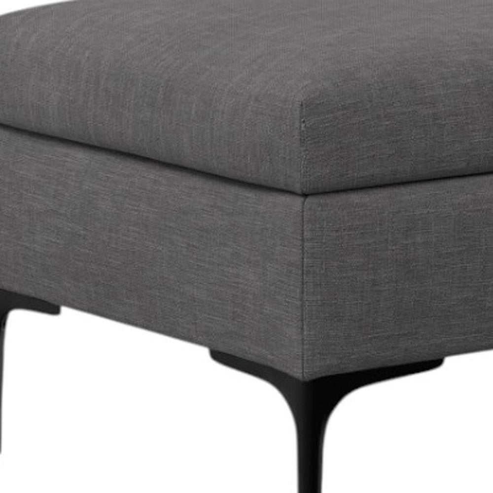 36" Slate Gray And Black Ottoman With Storage