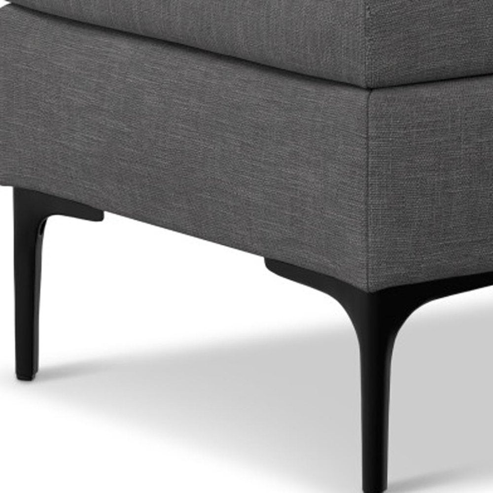36" Slate Gray And Black Ottoman With Storage
