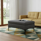 36" Slate Gray And Black Ottoman With Storage