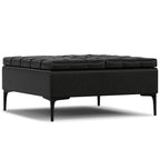 36" Slate Gray And Black Tufted Ottoman With Storage