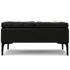 36" Slate Gray And Black Tufted Ottoman With Storage