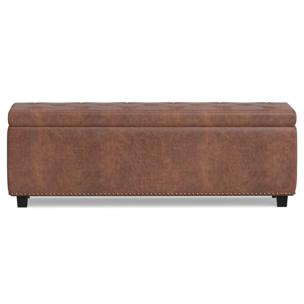 48" Brown And Dark Brown Tufted Ottoman With Storage