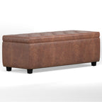 48" Brown And Dark Brown Tufted Ottoman With Storage