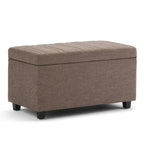 33" Fawn and Espresso Linen Blend Upholstered Storage Bench With Flip Top