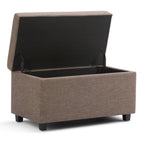 33" Fawn and Espresso Linen Blend Upholstered Storage Bench With Flip Top