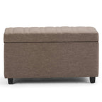 33" Fawn and Espresso Linen Blend Upholstered Storage Bench With Flip Top